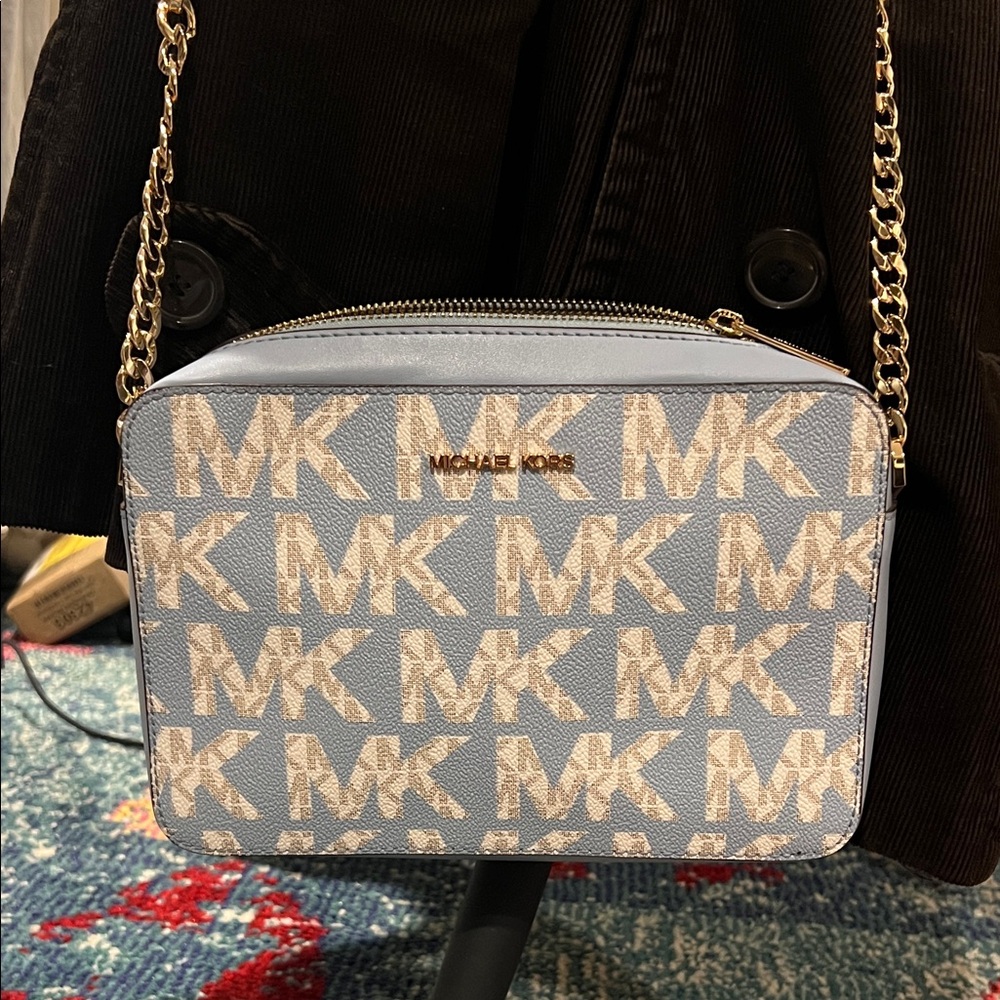 Michael Kors Light Blue Monogram Crossbody Bag